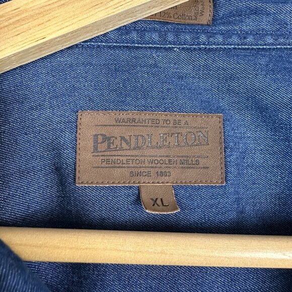 Pendleton Rodeo Denim Shirt Button Down Western Cowboy Americana Men's XL - Picture 2 of 8